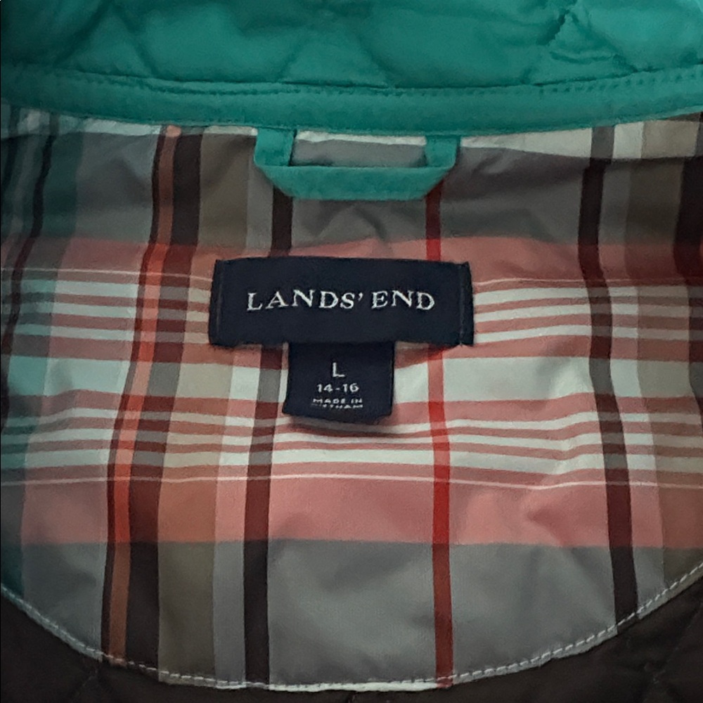 LANDS’ END Quilted Full-zip Chore / Barn Jacket in Teal Size L (14-16) - Picture 10 of 12